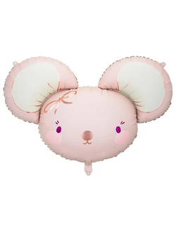 Шар (26''/68 см) Фигура, Милая мышка, Розовый, 1 шт. в уп.