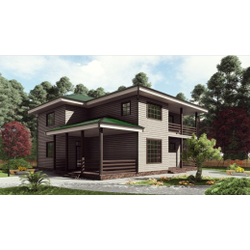 Двухэтажный каркасный дом с четырьмя спальнями 233м² (SK60)