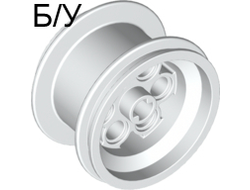 ! Б/У - Wheel 36.8mm D. x 26mm VR with Axle Hole, White (6595 / 4179486 / 4496709 / 659501) - Б/У