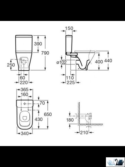 Унитаз с бачком Roca The GAP 342477000 34147000Y напольный горизонтальный выпуск с бачком