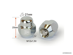 Гайка колеса М 12*1,5*27L S=21 (цена за 20 шт.)