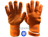 Перчатки АКРИЛОВЫЕ утепленные с ПВХ оранж. (код 0135)