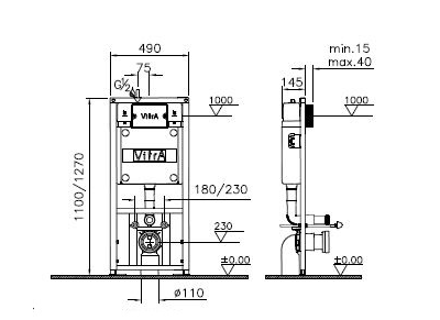 Комплект: подвесной безободковый унитаз VitrA Metropole Rim-Ex, с тонким сиденьем с микролифтом, инсталяцией и панелью управления, 9820B003-7201