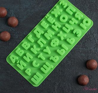 Форма для льда и шоколада  «Буквы. Алфавит русский», 33 ячейки, 24,8×12×1,5 см