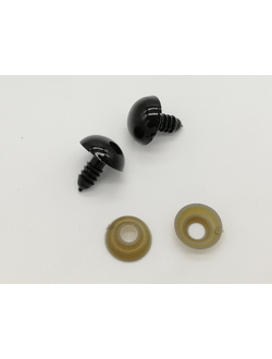 Глазки для кукол 14 мм,  черные на прокол с заглушкой