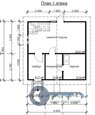 Б-19 ГАБАРИТНЫЕ РАЗМЕРЫ: (6Х6М) 2 ЭТАЖА, ОБЩАЯ ПЛОЩАДЬ: 60М²