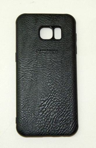 Защитная крышка силиконовая Samsung Galaxy S7 Edge, под кожу черная (арт. 32837)