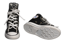 Женские кеды (черные) 1/6 hand-made high-top canvas women's shoes (WK-88007B) - WOLFKING