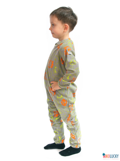 Комбинезон 180726, цвет серый принтованный флис(антипиллинг) размер 24/рост 80