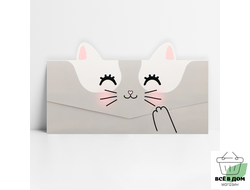 Конверт для денег формовой «Котик», 17,5 х10см