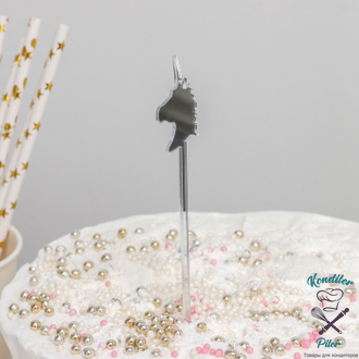 Набор топперов для торта «Единороги, 4 шт, цвет серебряный