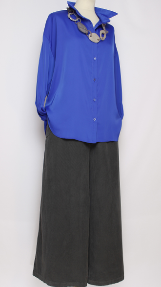 РУБАШКА БОХО "ШЁЛК  КЛАССИКА" синяя р.48,50,54, малахит р.48,50,52,54, фуксия р.48,50,52