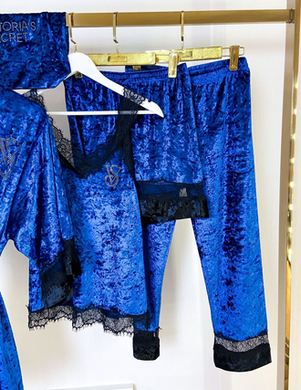 Пижама Виктория Сикрет 6в1 велюр синий