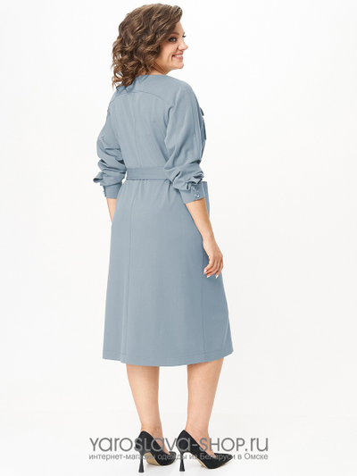 Женское трикотажное платье в серо-голубом цвете