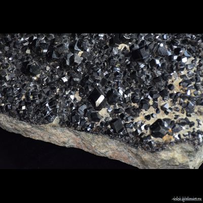 Меланит (разн. граната), друза, с пиритом, эпидотом, самородной медью - 310*235*100мм (ААА)