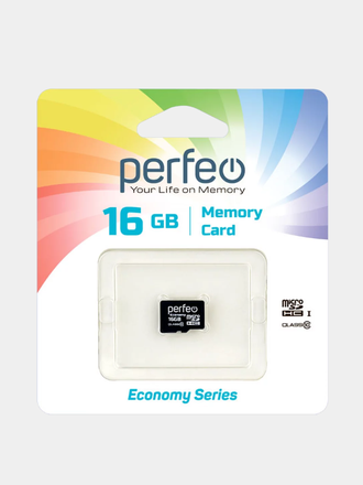 Карта памяти Perfeo microSD 16GB High-Capacity (Class 10) w/o Adapter economy series