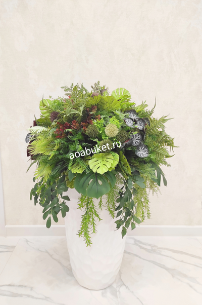 Напольная композиция из искусственной зелени Оазис № НП023/Купить в Москве и СПб на сайте AOABUKETru