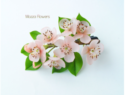 Зажим с веточкой розовой яблони.