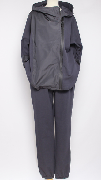 КОСТЮМ ЖАКЕТ НА МОЛНИИ И БРЮКИ "С ПЛАЩЁВКОЙ" графит р.50-56