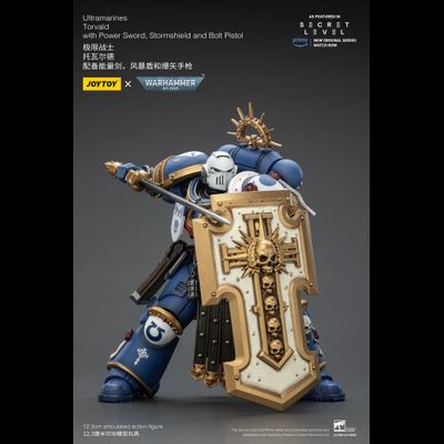 Ультрамарин брат Торвальд (Warhammer 40K) - КОЛЛЕКЦИОННАЯ ФИГУРКА 1/18 Torvald with Power Sword, Stormshield and Bolt Pistol (JT02809) - JOYTOY