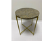 Кофейный столик со столешницей из мрамора Grey and gold  (400x400x500 мм, подстолье: золото)