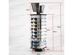 HG738 Стойка для очков настольная на 36 мест, пластиковая, вращающаяся, с зеркалами, без замков h=860 мм