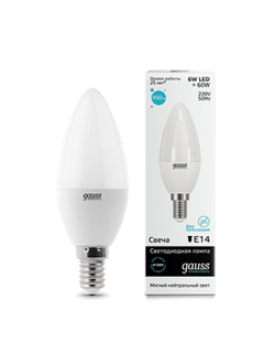 Лампа Gauss LED Elementary Candle 6W E14 4100K/LD33126