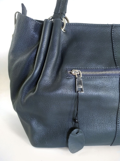 (АРТИКУЛ: 10131/1) СУМКА ЖЕНСКАЯ БОЛЬШАЯ, НАТУРАЛЬНАЯ КОЖА, СВЕТЛО-СИНЯЯ, С ЦЕПОЧКОЙ