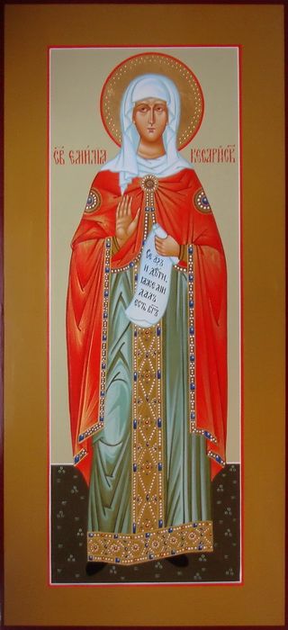 Емилия (Эмилия) Кесарийская (Каппадокийская), святая преподобная. Рукописная мерная икона.