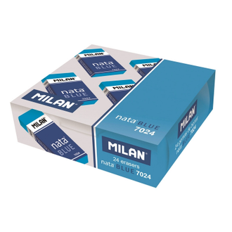 Ластик пластиковый Milan 7024, мягкий, синий, в карт.держателе