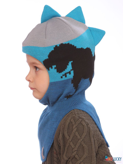 Шапка-шлем 20101-09 синий, ярко-голубой, серый р.50-52