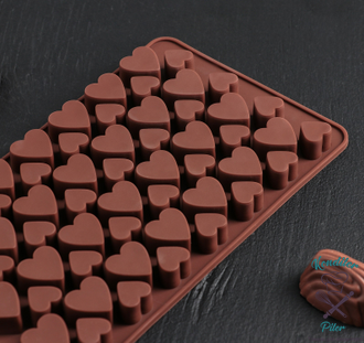 Форма для льда и шоколада «Сердечки», 19,5×11,5 см, 56 ячеек (2×2/1,5×1,5 см), цвет МИКС