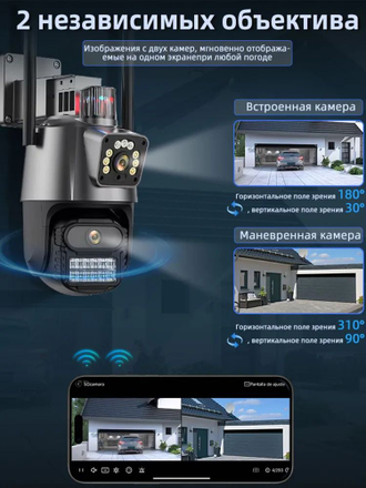 Камера видеонаблюдения WiFi-IP уличная двойная 360 Smart Camera Приложение ( V380 PRO )