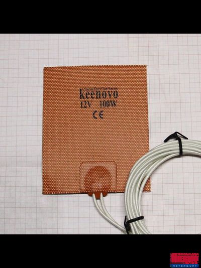 Гибкая нагревающая пластина 100 Вт 12 В (101х127) Keenovo (3М скотч) (Подогрев масла двигателя, АКПП, гидравлики, шкафного оборудования)