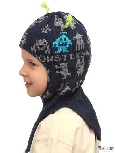 Шапка-шлем  23101-01, цвет темно-синий, темно-серый р. 50-52