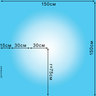 Шифон градиент, цв. Белый + Небесно-голубой (R=75см)