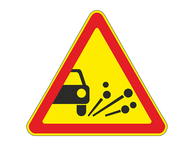 Знак дорожный 1.18 Выброс гравия (Временный)