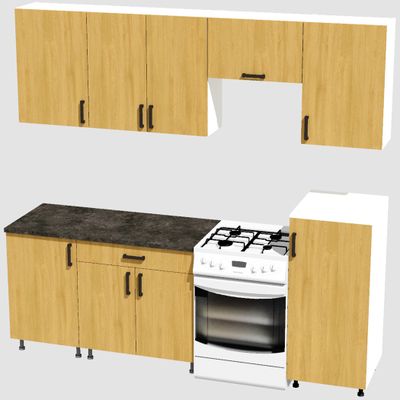 Кухня Эконом 1,8 метра с полуколонкой (1300х500) Цвет: Дуб Сонома/Дуб Сонома