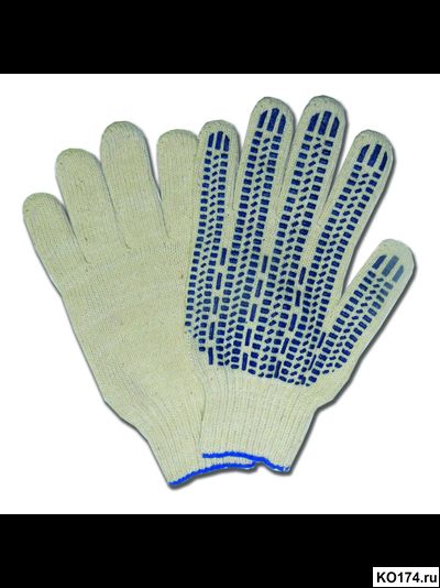 Перчатки ХБ с ПВХ 10й класс 4 нити