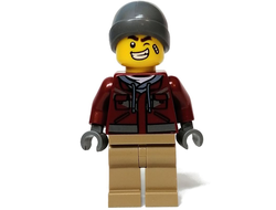 Man, Dark Red Jacket, Dark Tan Legs, Dark Bluish Gray Beanie, Ice Skates, n/a (hol281)