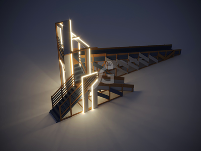 Зимняя деревянная горка "IgraGrad Snow Fox 12 м" с двумя скатами мод.3