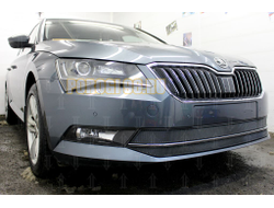 Защита радиатора Skoda Superb 2015- (2 части) black