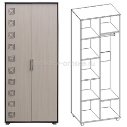 ФР482 Шкаф Джон 2-х дверный с фрезеровкой. Размер: 900х2100х600.