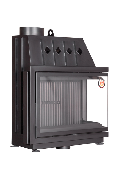 Каминная топка Альфа 1000 RB (черный ) / R (белый шамот) два стекла правая, Экокамин (Россия)