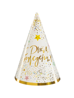 Колпаки "С Днем Рождения!", Металлик, 16 см, 6 шт