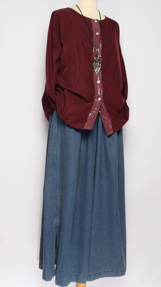 Рубашка "Вельвет пайетки"винный