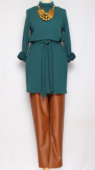 Платье-туника трикотажное "Фактурное реглан" красное р.44, зеленое 42