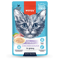 Wanpy Cat (Ванпи кэт) Влажный корм  для котят нежное рагу из Курицы и утки, 70 г