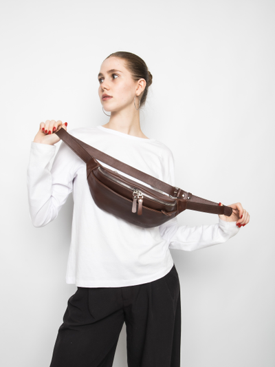 Кожаная поясная сумка Atessa Premium brown (арт. 
7009-53)