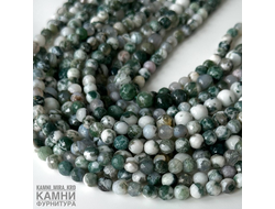 Агат моховый огранка, шары 7,8-8,3 мм, цена за нить 18 см